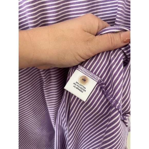 Peter Millar soft cotton blend purple pinstripe polo men's sz L - Picture 4 of 4